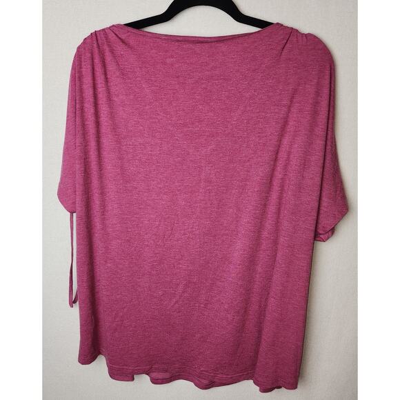 Bloomchic Top Women's 3X Burgandy/Pink casual everyday office work - Picture 3 of 6